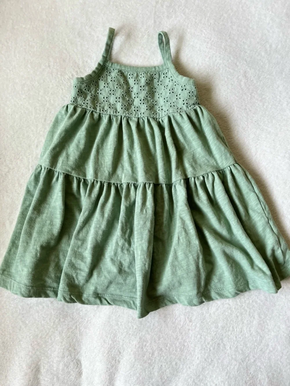 Carter's Sage Green Eyelet Tiered Sundress
